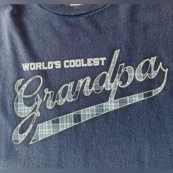Vintage Dad tee “WORLD’s COOLEST Grandpa” -navy blue/plaid- Size 3XL - Picture 2 of 3